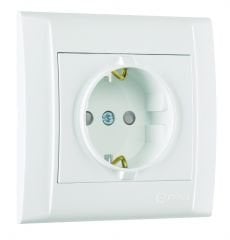 DEFNE BEYAZ ÇOCUK KORUMALI TOPRAKLI PRİZ